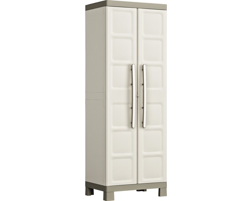 Dílenská skříň Excellence Utility 650x1820x450 mm, s dělicí stěnou a 3 poličkami Víceúčelová plastová skříň se dvěma dvířky a úchyty