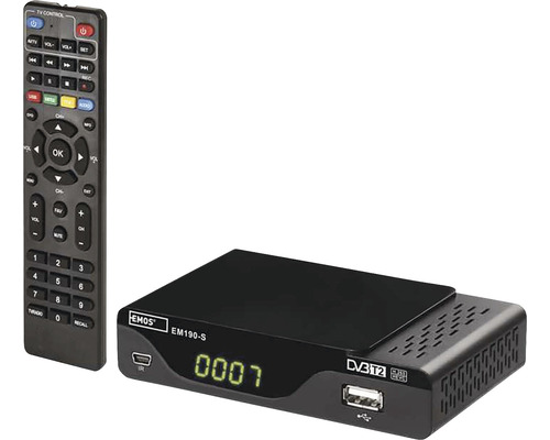 Emos EM190-S DVB-T2 přijímač s dálkovým ovládáním