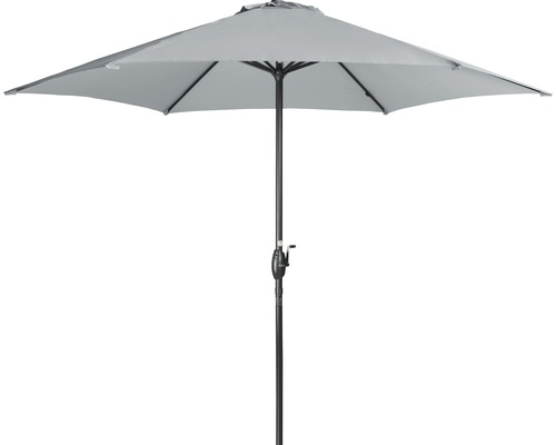 Otevřený kulatý slunečník s klikovým mechanismem