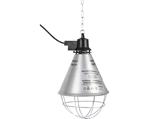 Infračervená lampa tepelný zářič pro zvířata s hliníkovým stínítkem ø 21 cm Infrazářič pro zvířata k montáži na strop s ochrannou klecí