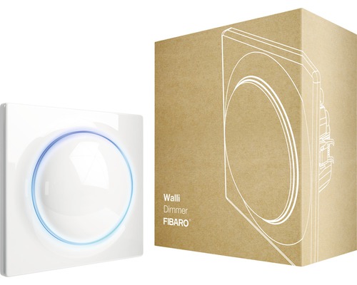 Stmívač Walli od společnosti Fibaro s obalem produktu