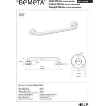 Bemeta madlo 200 mm s krytkou a gumičkou, technický nákres