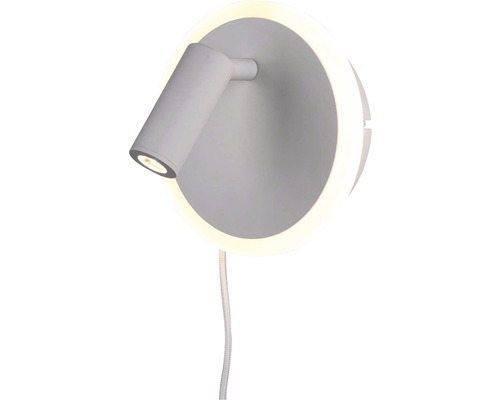 Bílé LED nástěnné svítidlo s flexibilním ramenem a kruhovým podsvícením