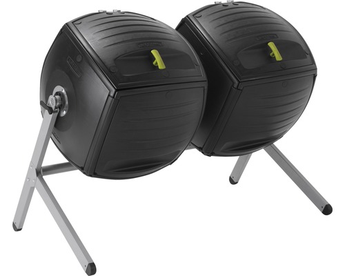 Dva černé kompostéry s podstavcem