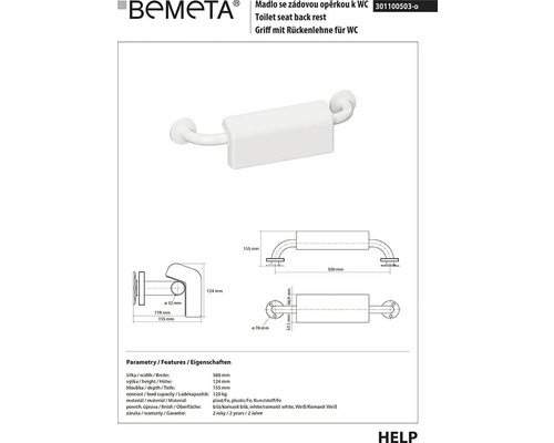 Opěrka zad sedátka toalety