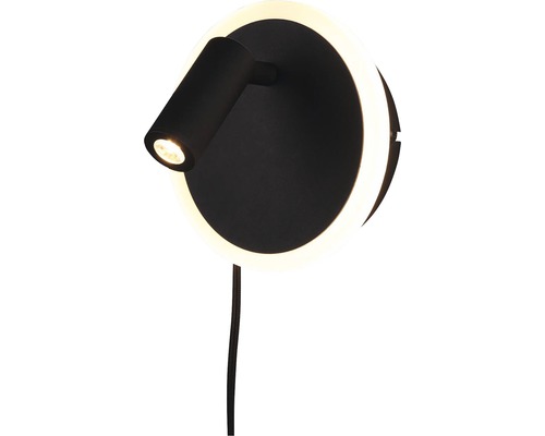Černé nástěnné svítidlo s kruhovým LED světlem