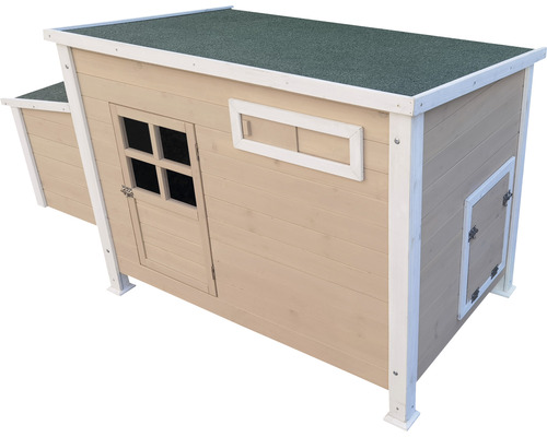 Dřevěný kurník s oknem a dveřmi