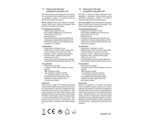 Informace o LED testeru baterií pro autobaterie a alternátory