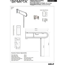 Technický nákres madla ve tvaru U z nerezové oceli o rozměrech 100 x 800 x 829 mm.