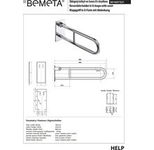 Bemeta sklopná rukojeť ve tvaru U s krytkou technický nákres