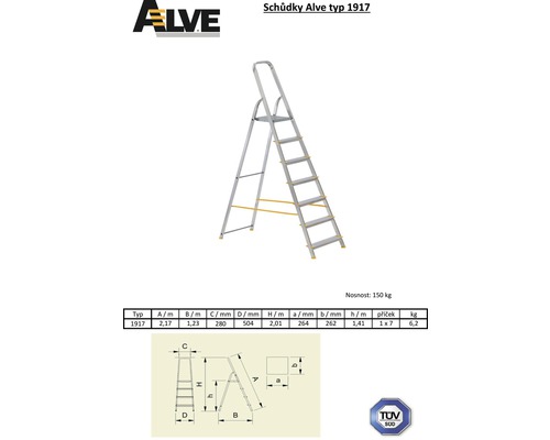 Hliníkový skládací stupínek se sedmi stupni