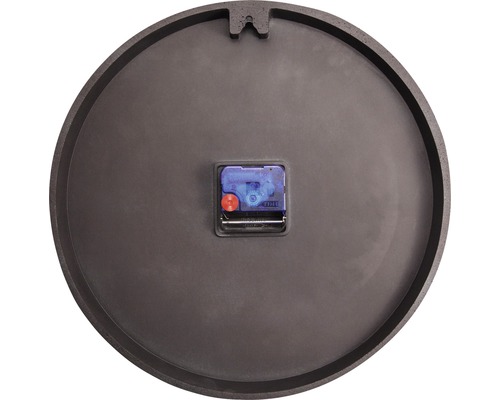 Zadní strana nástěnných hodin se závěsem a hodinovým strojkem