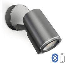 Šedé nástěnné svítidlo se symbolem Bluetooth