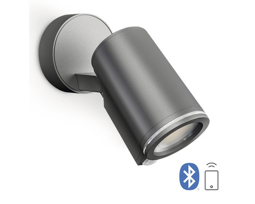 Šedé nástěnné svítidlo se symbolem Bluetooth