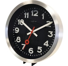 Stolní hodiny Nextime s černým ciferníkem a stříbrným rámem