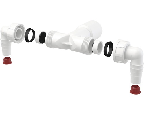 Instalace odtokového potrubí s T-kusem a kolínky