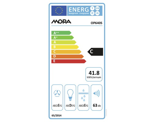 Energetický štítek Mora OP640S s informacemi o spotřebě energie a emisích hluku