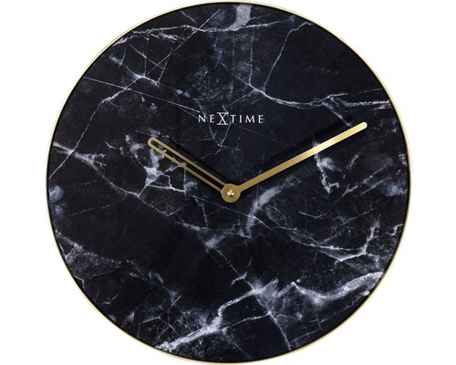 Nástěnné hodiny NeXtime Marble černé Ø 40 cm