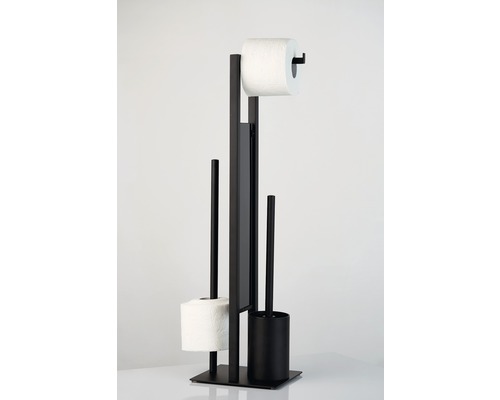 Držák toaletního papíru se štětkou a toaletním papírem