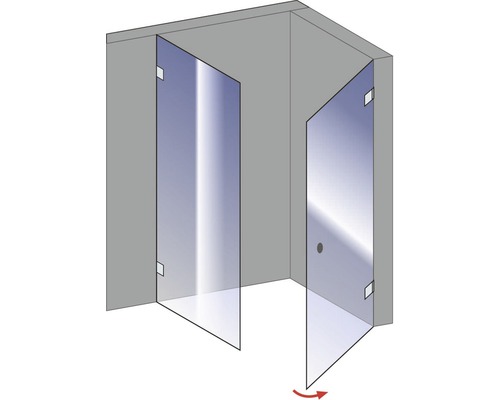 Sprchový kout walk-in s otočnými skleněnými dveřmi
