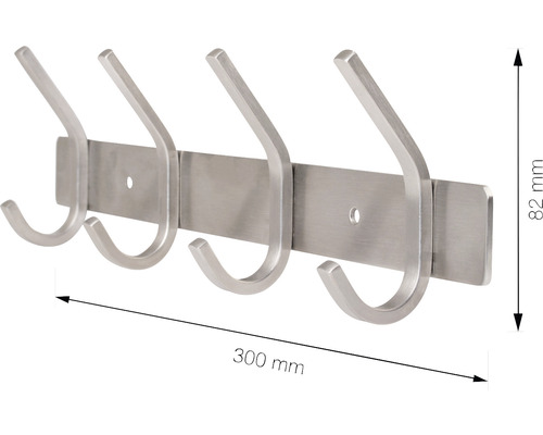 Nástěnný panel se čtyřmi háčky, šířka 300 mm, výška 82 mm