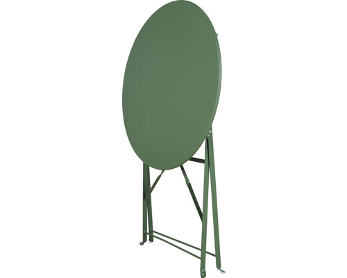 Skládací zahradní stůl s kulatou deskou a kovovým rámem