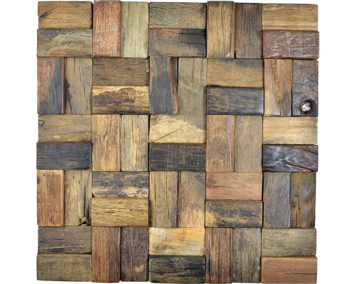 Dřevěná mozaika Bowd 25 parketa Boat 30x30 cm Old Wood FSC Čtvercová nástěnná dlaždice ze dřeva