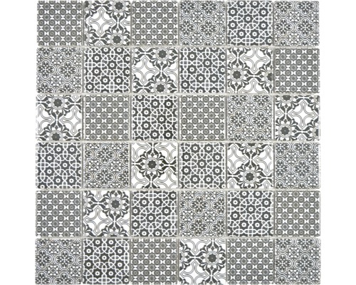 Keramická mozaika CD CL48S čtverec Classico 29,7x29,7 cm černá Dlaždice s geometrickými a květinovými vzory
