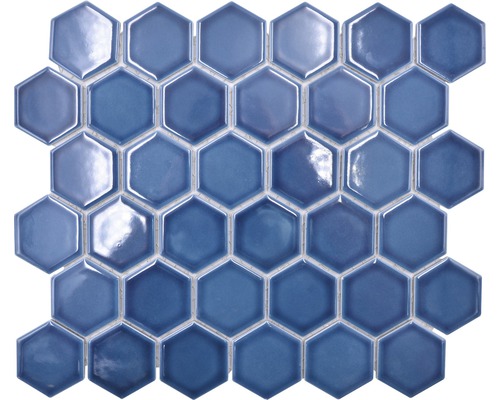 Keramická mozaika HX530 šestiúhelník uni modrozelená lesklá