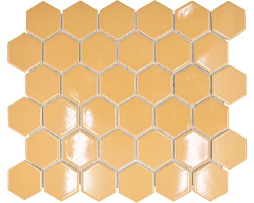 Keramická mozaika HX570 šestiúhelník uni okrová oranžová lesklá