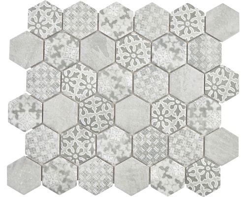 Keramická mozaika HX Curio G šestiúhelník curio 32,5x28,1 cm šedá