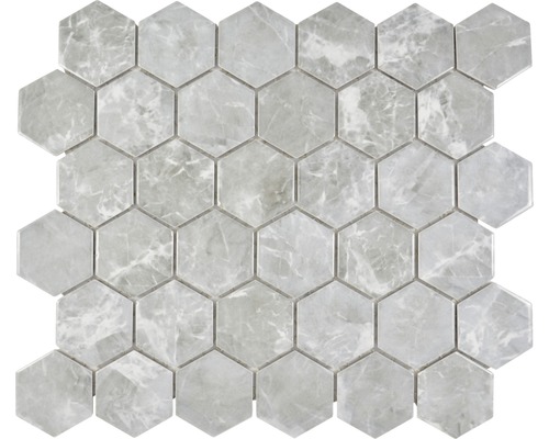 Keramická mozaika HX Curio MG šestiúhelník 32,5x28,1 cm šedá Šestiúhelníková mozaiková dlaždice z mramoru