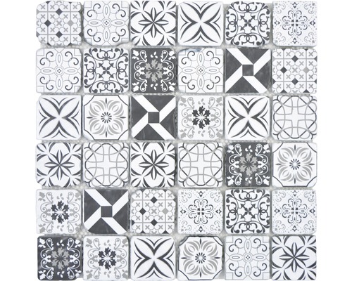 Skleněná mozaika XCM 8RBW47 30x30 cm bílá/černá
