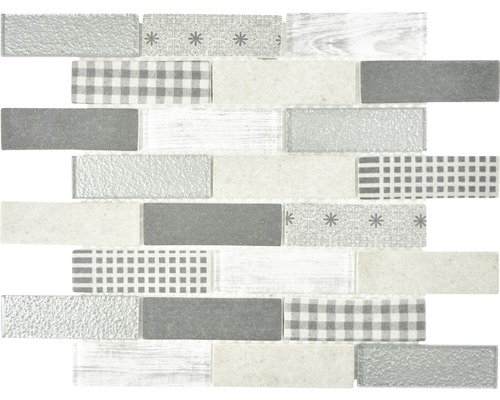 Skleněná mozaika XCM BR89 Brick 29,7x25,8 cm šedá