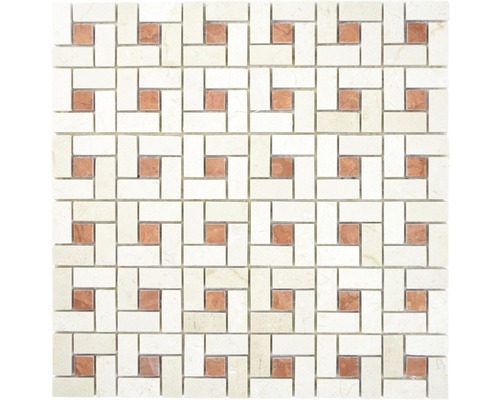 Mozaika z přírodního kamene XNM BS17 30,5x30,5 cm béžová/červená-0