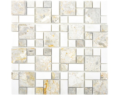 Mozaika z přírodního kamene XNM MC719 30,5x30,5 cm šedá/bílá
