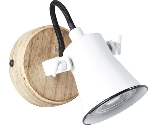 Nástěnné svítidlo s dřevěnou základnou a nastavitelnou hlavicí