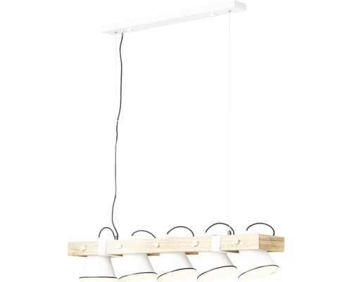 Závěsná lampa s pěti světly a dřevěnými detaily