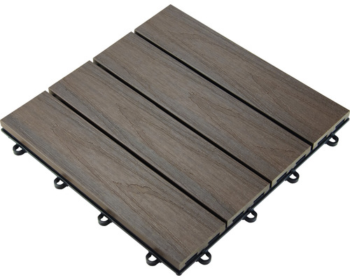 Čtvercová terasová dlaždice s vzhledem dřeva a zacvakávacím systémem