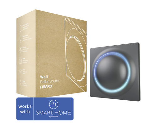 Vypínač Fibaro Walli Roller Shutter s funkcí zesilovače pro ovládání rolet, žaluzií, markýz, antracit kompatibilní se SMART HOME by hornbach