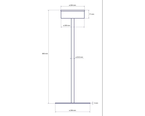 Technický výkres stojacího popelníku s rozměry.