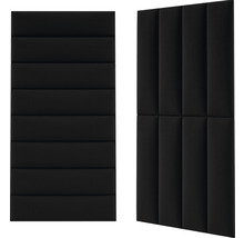 Dva černé akustické panely s vodorovnými a svislými drážkami