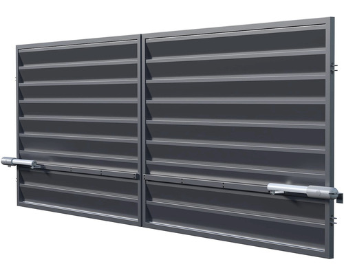 Brána POLARGOS Mistral 400 x 150 cm dvoukřídlá Zn + 7016 antracit vč. pohonu Kovová dvoukřídlá brána s pohonem