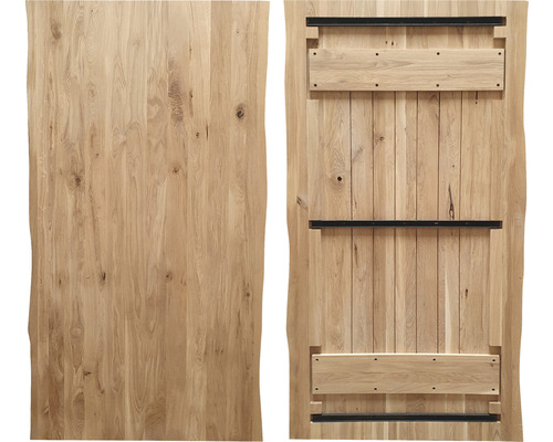 Dubová stolová deska s hranou stromu a upevňovacími prvky