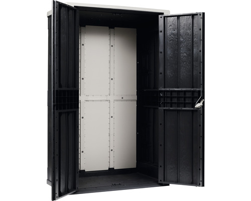 Otevřená zahradní kůlna s policemi