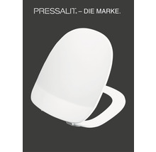 Logo společnosti Pressalit nad záchodovým prkénkem