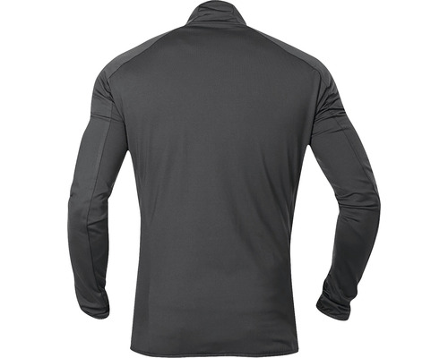 Šedá sportovní bunda s dlouhými rukávy, pohled zezadu.