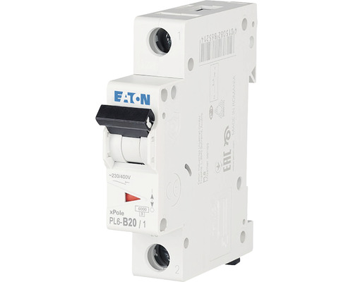 Jistič EATON PL6-B20/1 1P, B, 20A, 6kA Jistič Eaton xPole PL6-B20/1