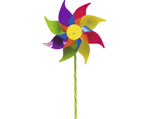 Barevný větrník se žlutým knoflíkem uprostřed