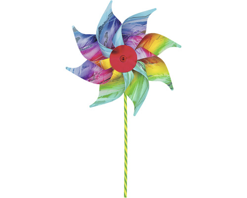 Větrník s květinovým vzorem a tyčí